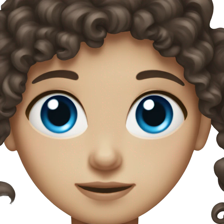 White girl with blue eyes and curly dark brown hair emoji