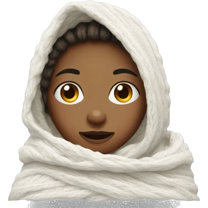 Girl wrapped in a knitted white blanket  emoji