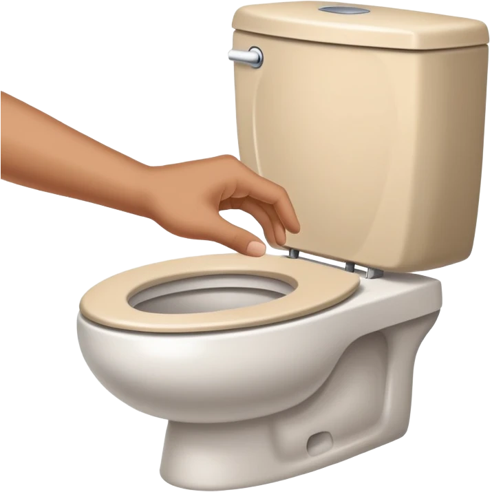 hand pressing the flush button on a toilet, clean and friendly emoji