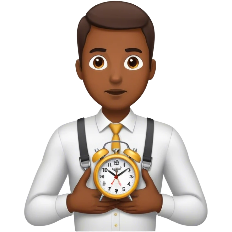Man with alarm clock strapped to his chest emoji