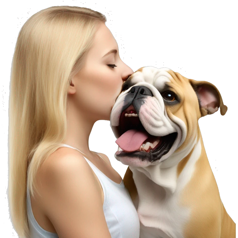 Englisch Bulldog Kissing blond Girl emoji