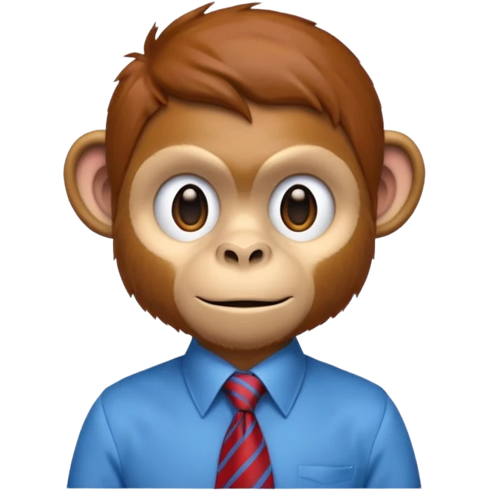 red monkey with blue shirt,brown tie emoji