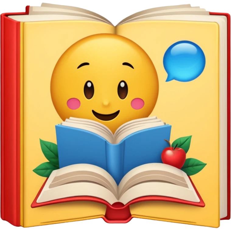 A book with a comic emoji