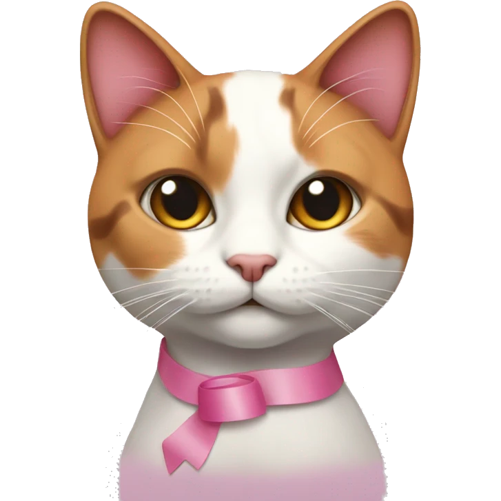 Calico cat with a pink ribbon on the head emoji