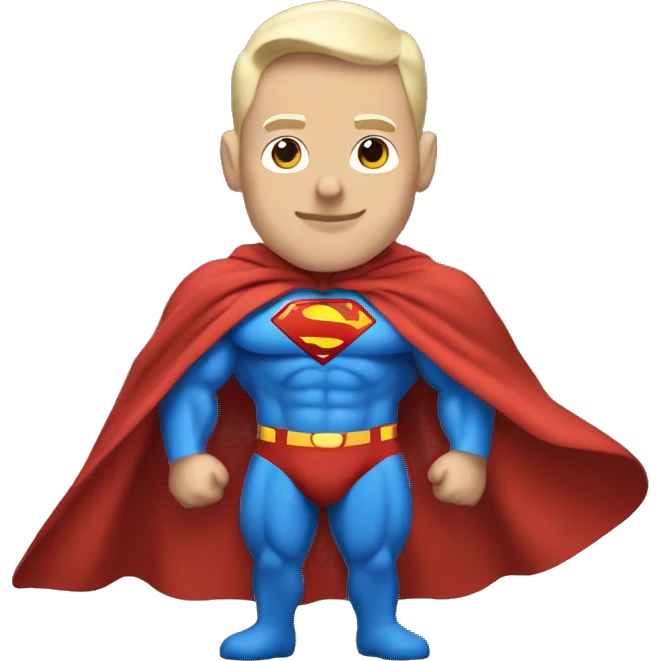 White bodybuilder, Superman, wearing cape emoji