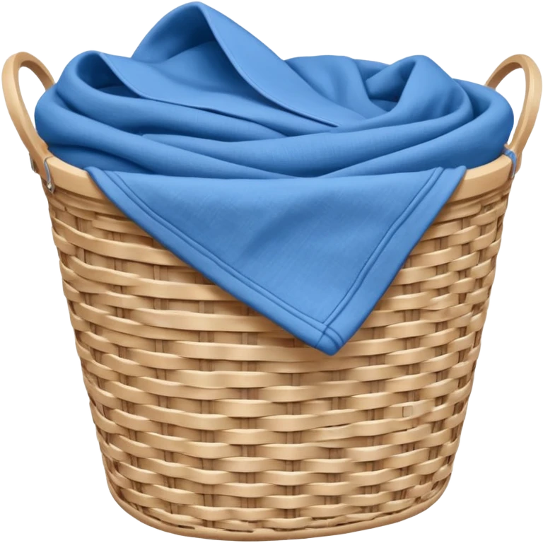 white LAUNDRY BASKET WITH FOLDED blue CLOTHES emoji