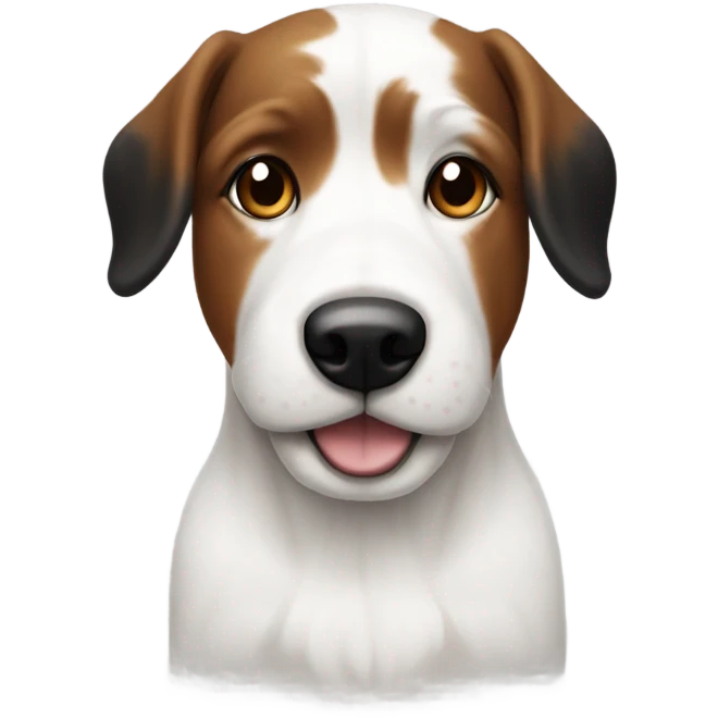 A small white dog with brown spots beside a white Bassett with black and brown spots emoji