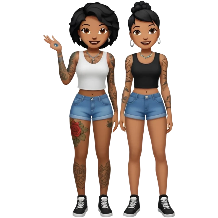Full body Naked Ebony girls with tattoos laughing  emoji