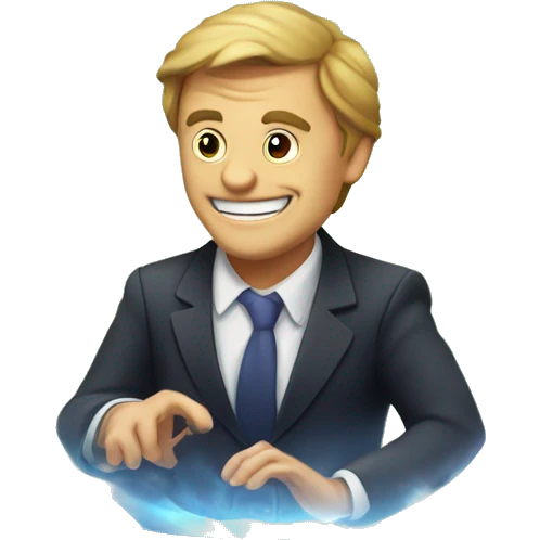 businessman inside a magic crystal ball predicted by fortune teller emoji