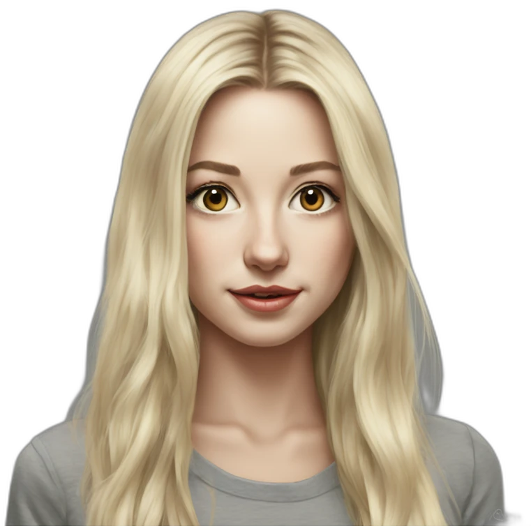caucasian straight long haired blonde tight grey mini skirt hyperrealist drawing emoji