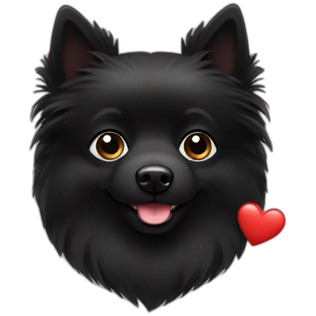 Little black spitz with heart emoji