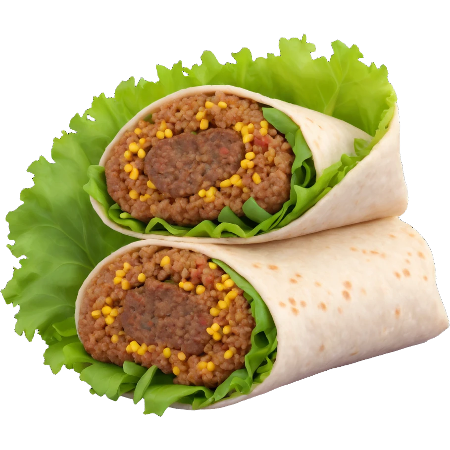 A Turkish wrap with raw bulgur kofte and fresh greens emoji