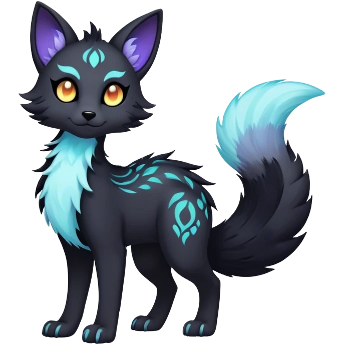 Kawaii dark fantasy ethereal anthro fursona Fakemon with tufted tail  emoji