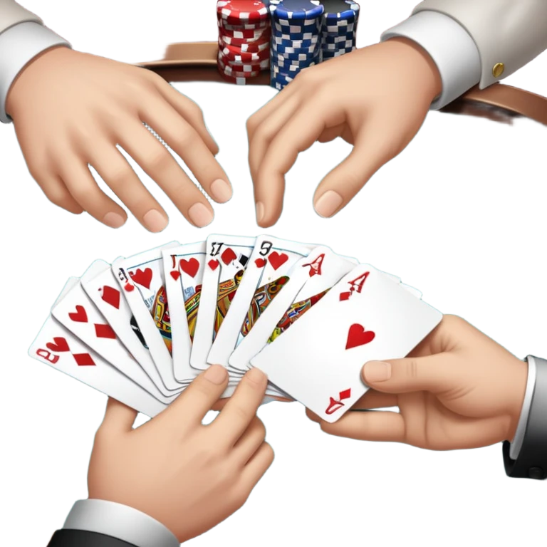 Close-up of hands dealing playing cards on a casino table emoji