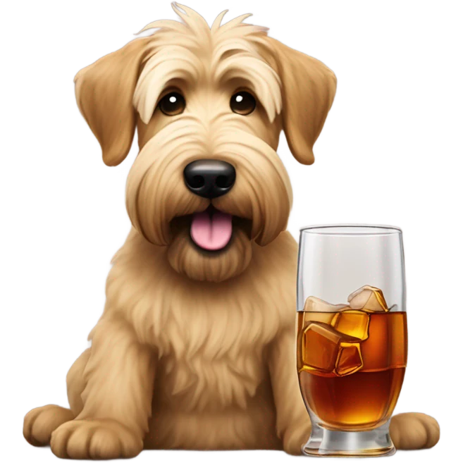 Wheaten terrier drinking bourbon  emoji