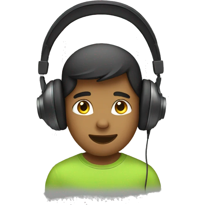 A Boy Listen Music with Headphones in ear emoji