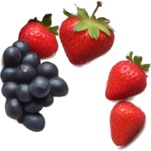 Light pink fruit yogurt bowl with strawberries and grapes emoji