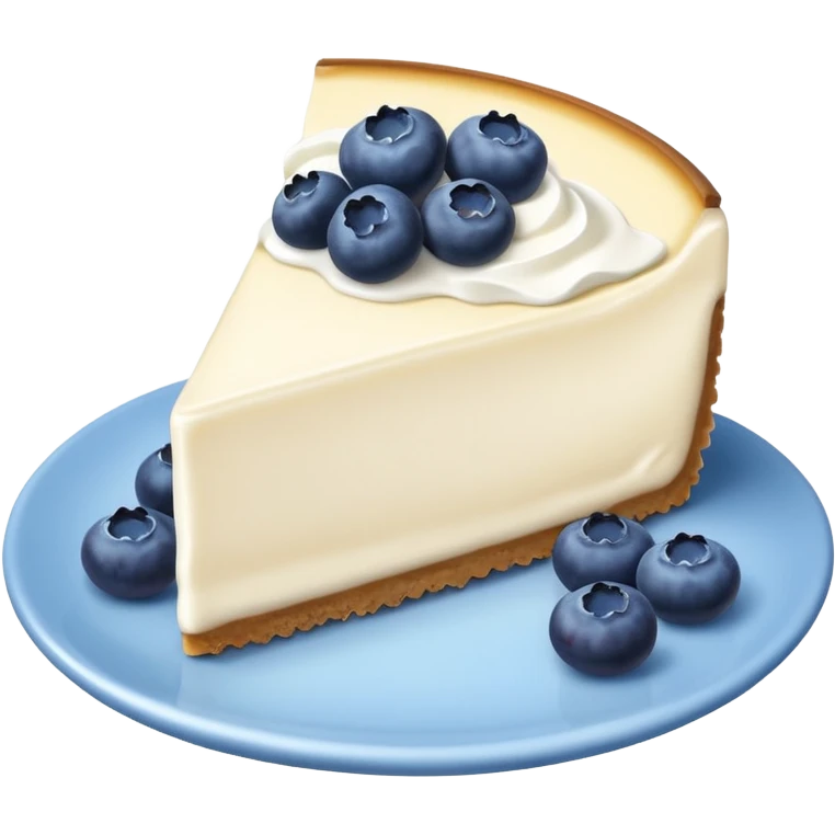 one slice of cheesecake with blue cream on top and blueberries emoji