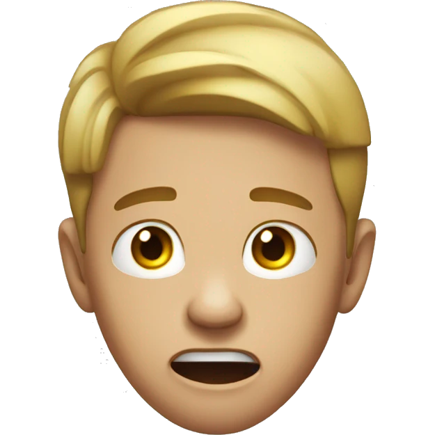 Young man with panic face emoji