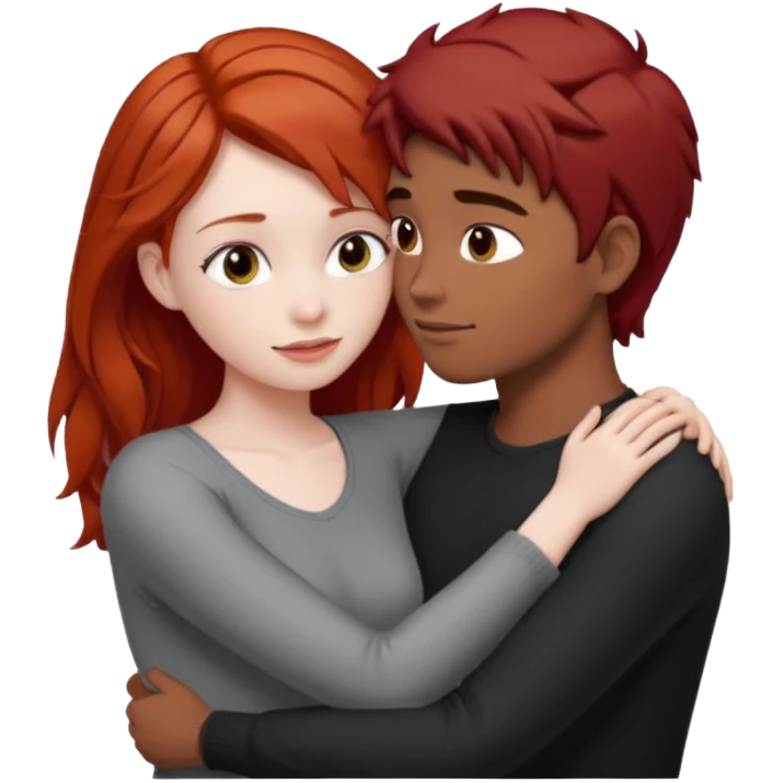Red haired girl with dark brown hair boy romance emoji
