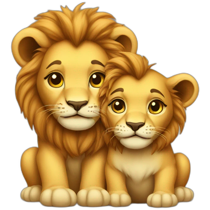 Baby couple lion  emoji