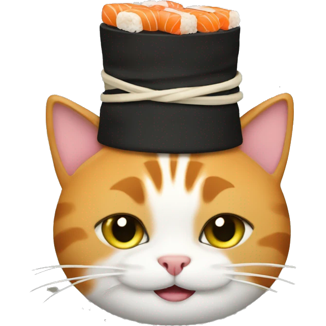 cat wearing sushi as a hat emoji