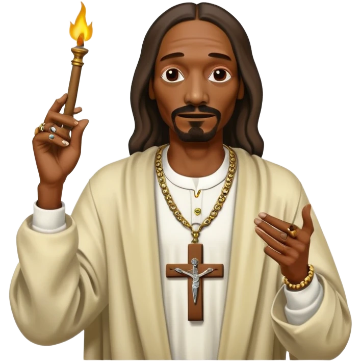Snoop dogg Jesus style artwork with blunt in both hands emoji