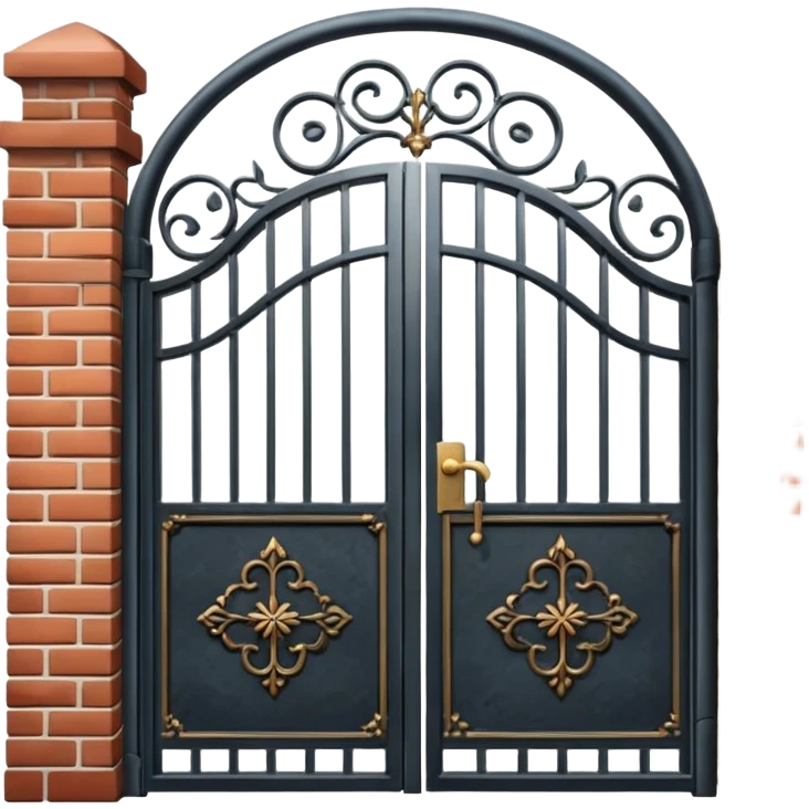 house entrance with iron gate and fence emoji