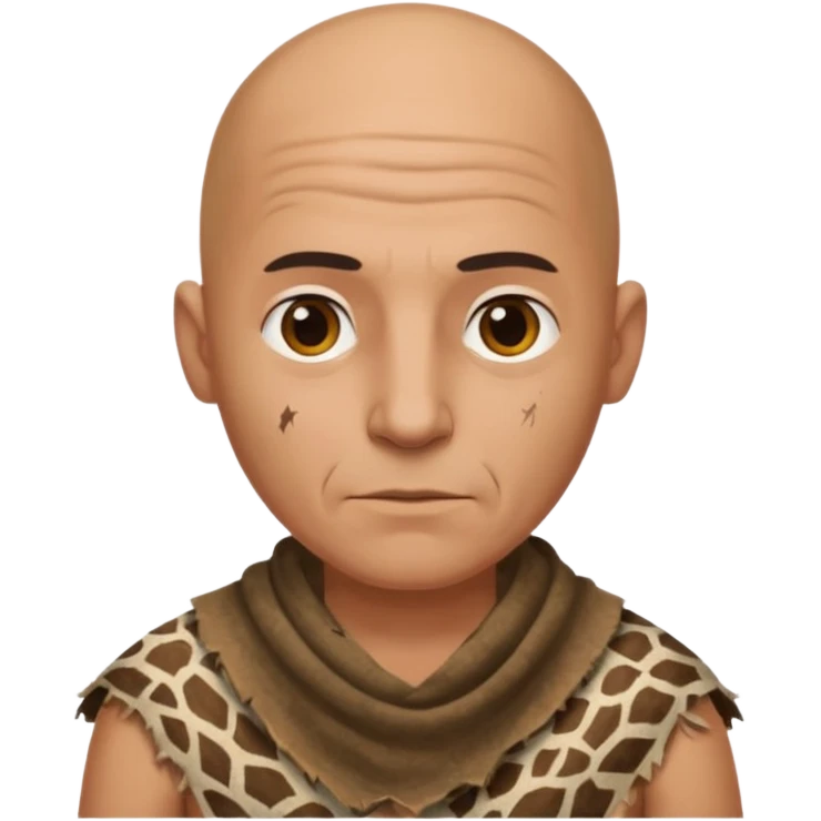 ancient man bold head, tattered animal skin cloth emoji