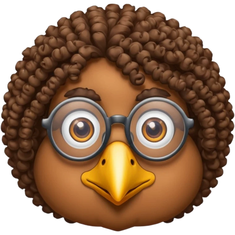 bird with curly hair two eyes and spectacles emoji