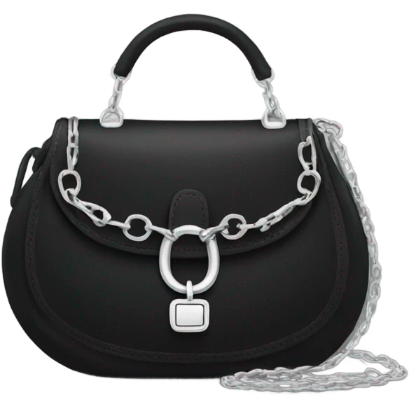 Black purse with silver cross chain emoji