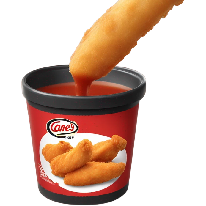 raising cane's chicken finger dipped into sauce emoji