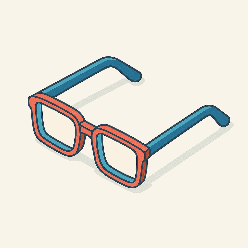 eyeglasses with rectangular frames, shadows and highlights, white background, 512x512px emoji