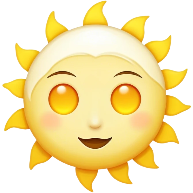 a really bright  big sun and a small moon who shines because of it. the sun is bigger and the moon bright too emoji