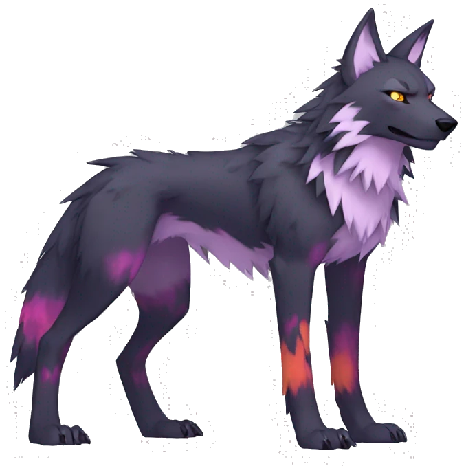 Edgy Colorful Digimon-Fakemon-Wolf with edgy markings full body emoji