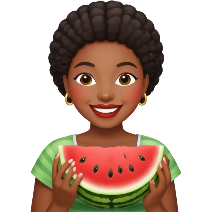 Black woman eating watermelon emoji