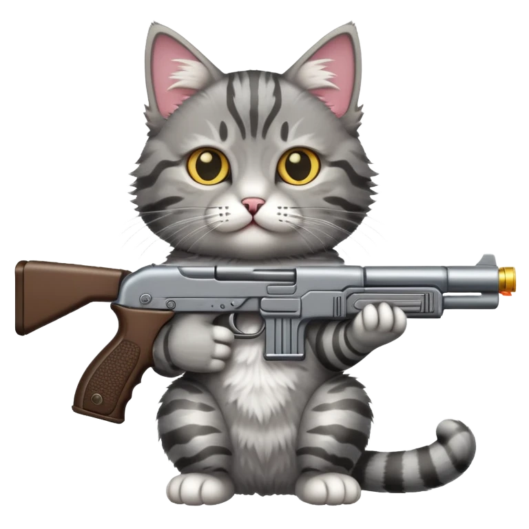 Cat holding a gun emoji
