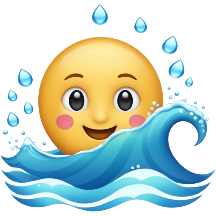 emoji of the sea, calm blue waves, sparkling water, isolated on white background, soft shadows, high detail, playful and cute. emoji
