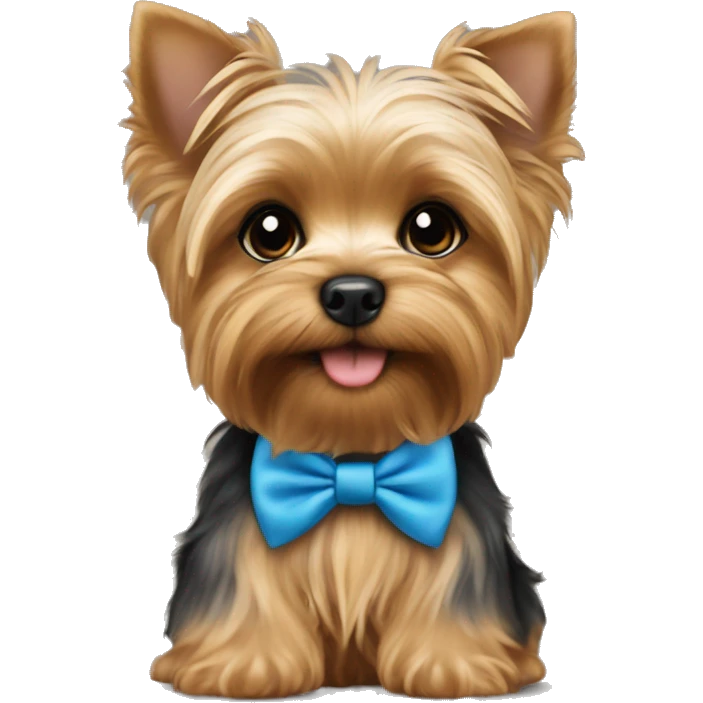 Yorkie puppy with blue bow tie emoji