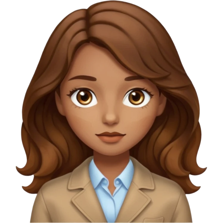 girl with wavy hair, almond shaped eyes, birthmark near her eye, tan, with swag emoji