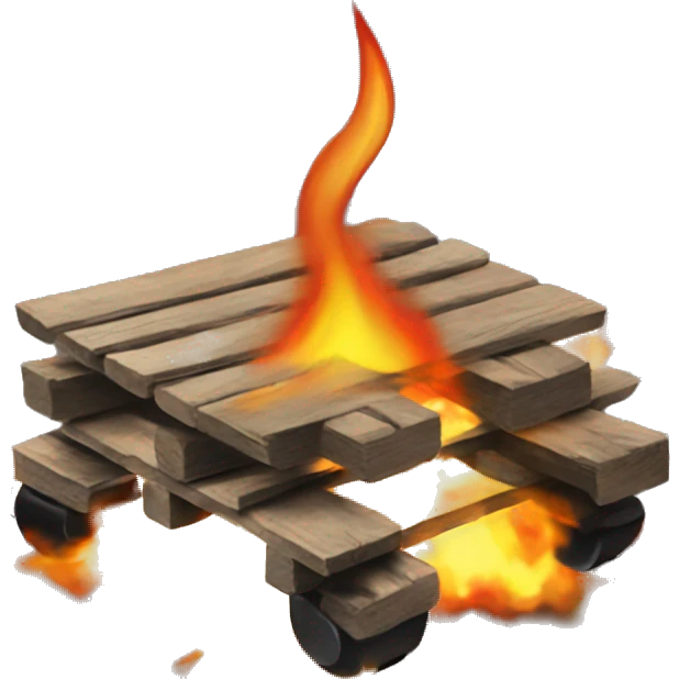 Burning pallet witn "iron" signature emoji