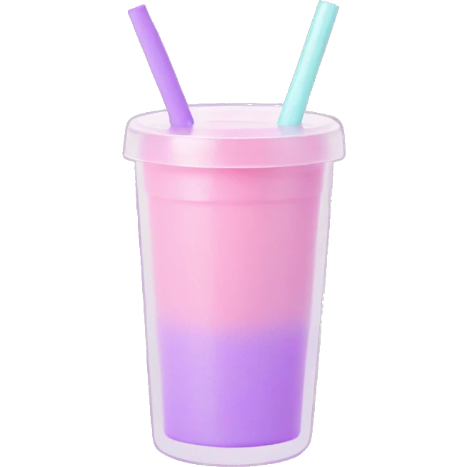 pastel aesthetic smoothie glass with straw, purple/pink emoji