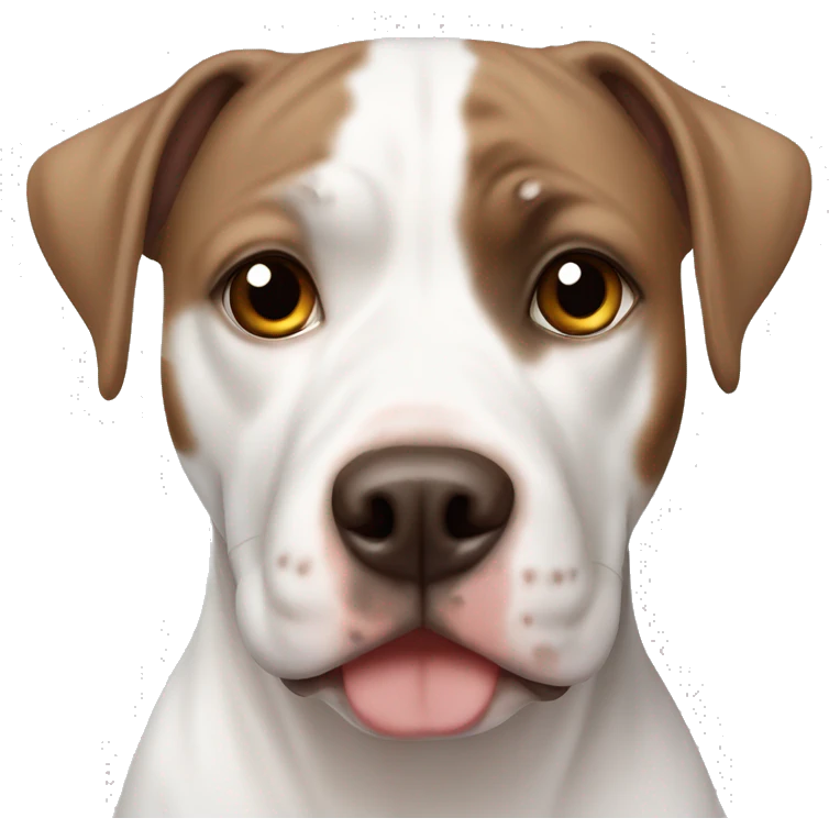 White pitbul with brown eye spot and brown hair features emoji