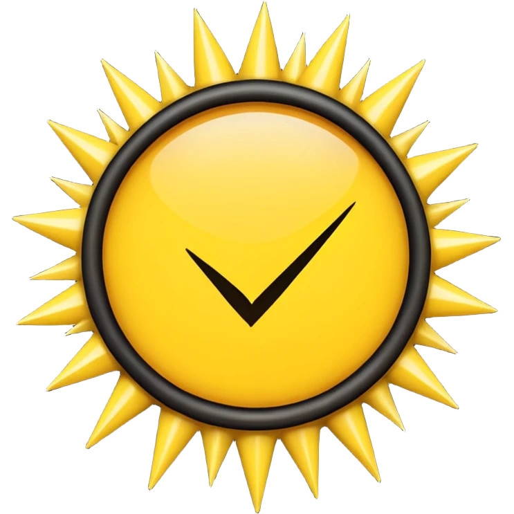 Círculo amarillo con puas alrevedor y un check adentro todo amarillo emoji