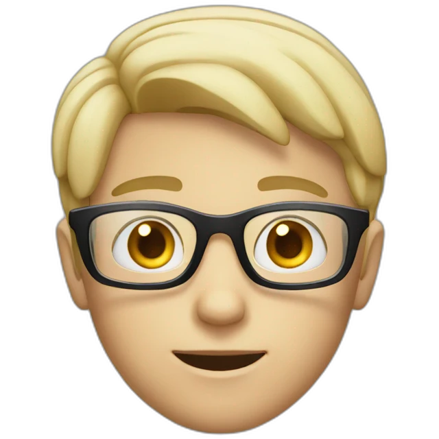 white young boy with glass and movie emoji