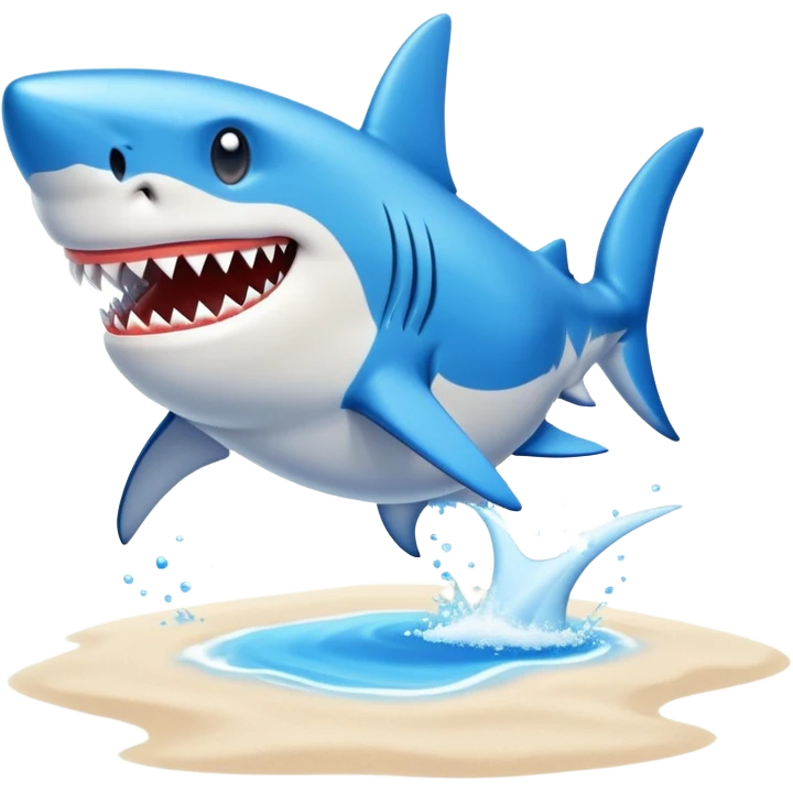 Shark with blue shoes on a beach emoji
