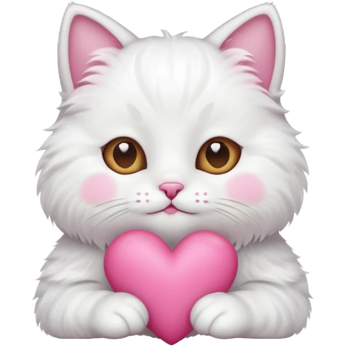 white cat hands holding a pink heart emoji