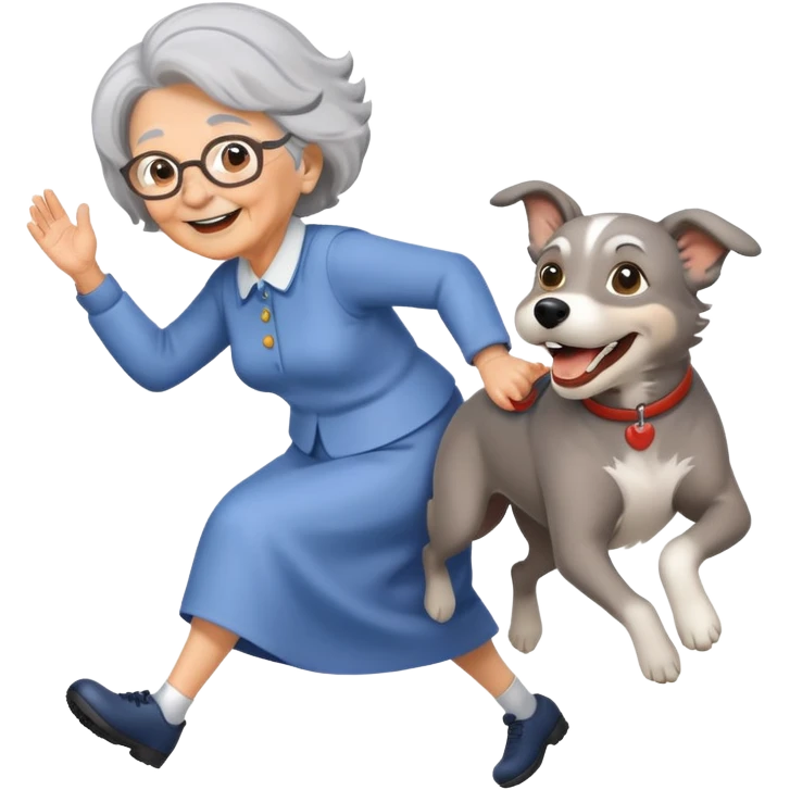 Grandma chasing a dog emoji