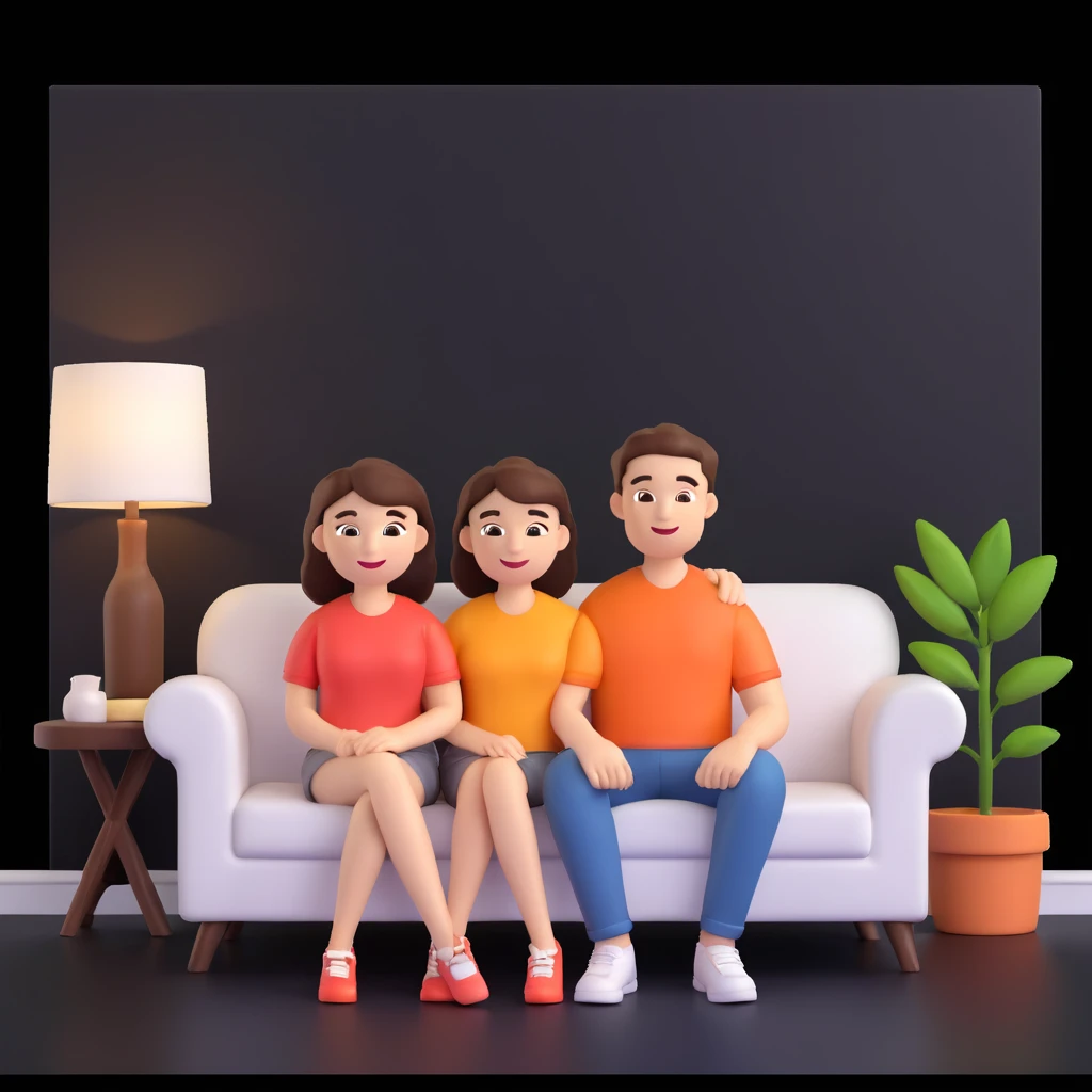  couple posing, close up pose, living room background emoji