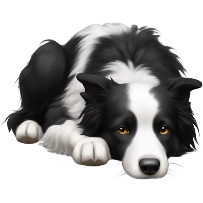 Sleeping black and white border collie emoji